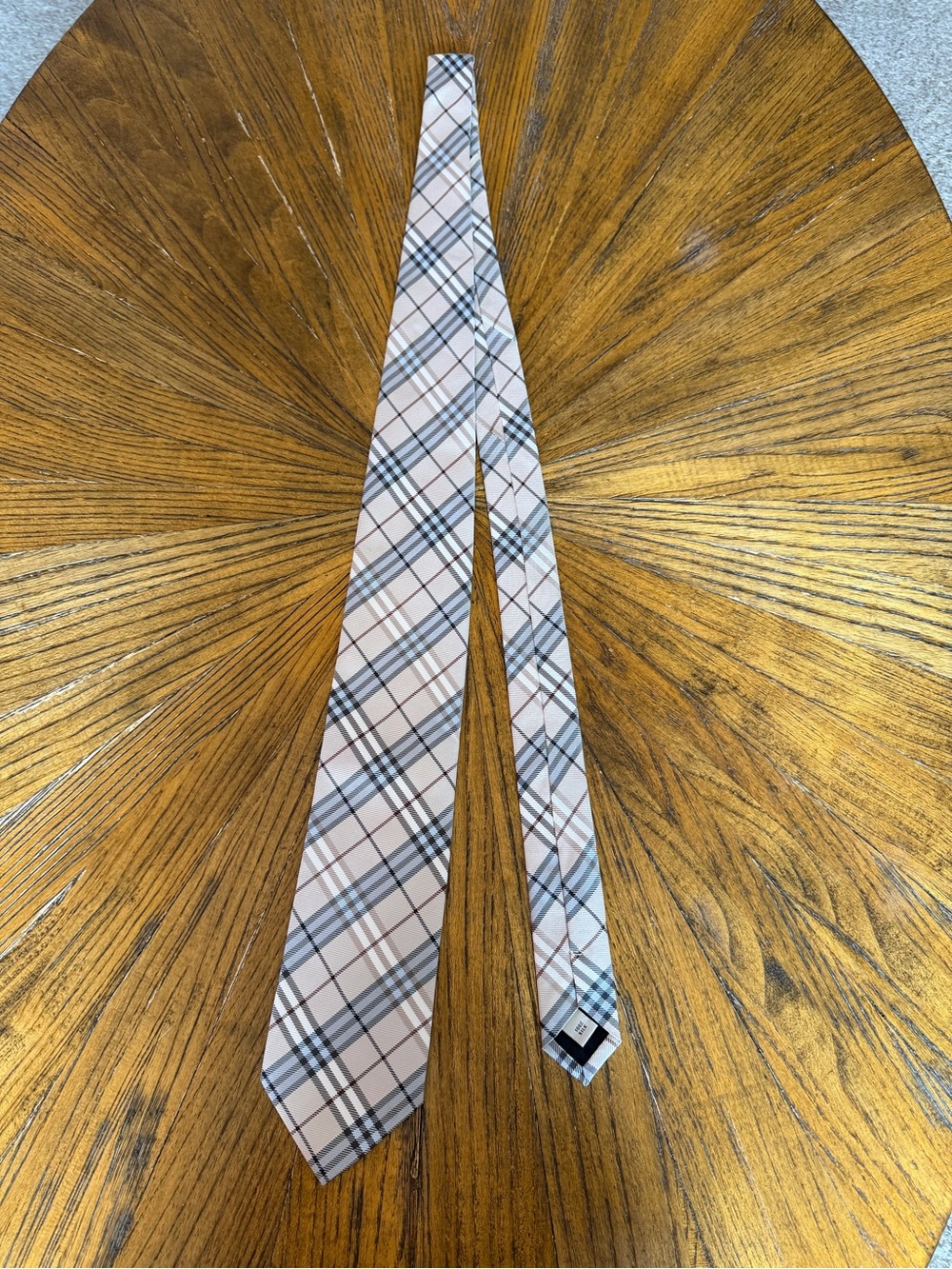 Burberry Beige and Black Plaid Men's Tie